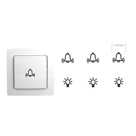 Switch Sticker Set with 3 x Bells and 3 x Light Symbol Stickers (RP14) (14 mm)