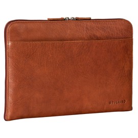 STILORD 'Troy' Laptop Bag 13.3 Inch Leather for MacBook MacBook Bag Vintage Sleeve Ideal as Laptop Sleeve 13 Inch Notebook Bag Protective Cover Document Folder, Maraska - Brown, vintage
