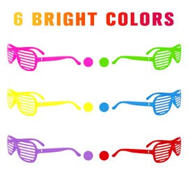 CHAXUNTEN 54 Pack Neon Party Shutter Shades Glasses,80's Party Slotted Plastic Sunglasses Eyewear Party Favors and Party Props for Kids Teens Adults
