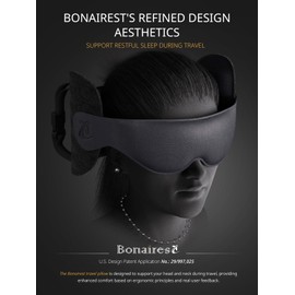 Bonairest Travel Pillow, Airplane Neck Pillow for Long Flight, Oversized Head Strap with 3D Eye Mask for Sleep, 360°Support Headrest, Stop Bobblehead, Ultimate Travel Essentials for Men Women Grey
