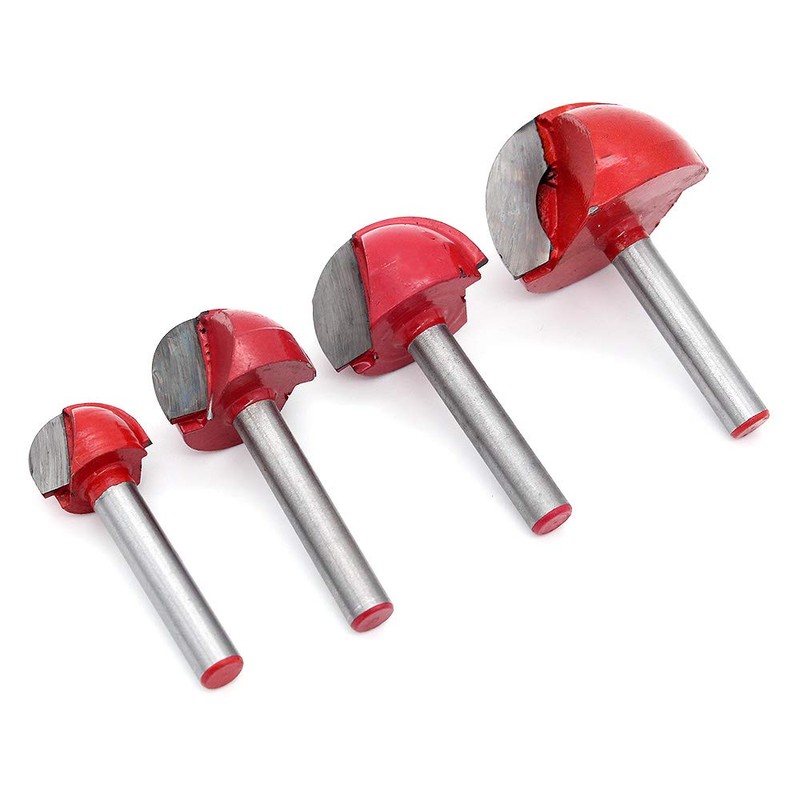 DingGreat 4Pcs 6mm Shank Round Nose Cove Core Box Router