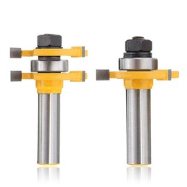 Mesee Matched Tongue and Groove Router Bit Set, 1/4 Inch Shank 3 Teeth T Shape Milling Cutter Woodworking Cutting Tool