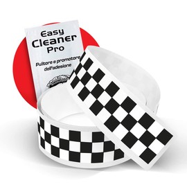 4R Quattroerre.it Checks Trim Stripe Checkered Adhesive Strips, Black and White, 5 x 99 cm