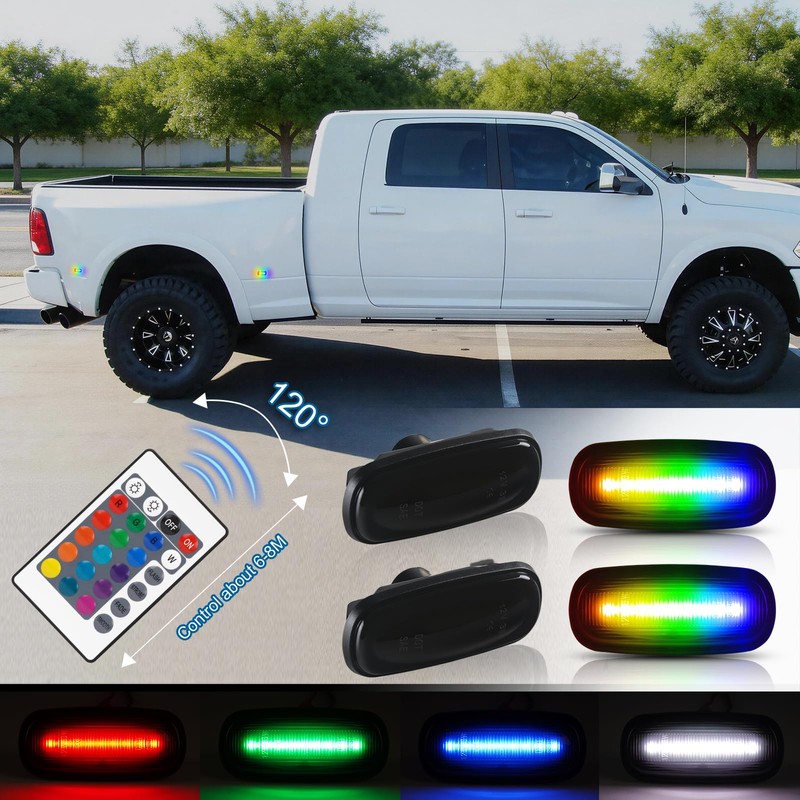 NEIFILES 4PCS RGB LED Side Marker Lights Compatible with 2003-2009