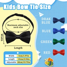 LJBFNN Black Bow Tie for Boys, Pre-tied Boys Bow Tie Solid Color Adjustable Kids Bowtie for Wedding School Concert