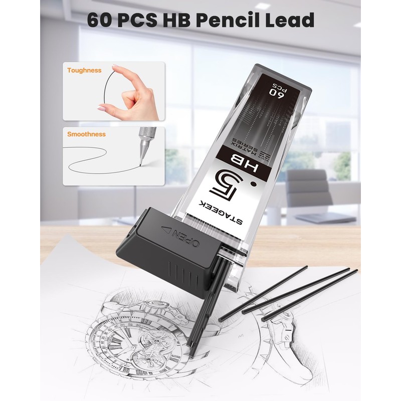 STAGEEK 0.5mm Mechanical Pencil, Metal Art & Drafting Pencil with