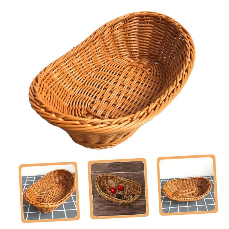 Ciieeo 1Pc Mini Decorative Basket Handmade Weaving Props for Easter