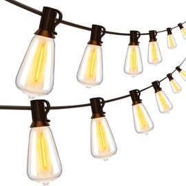Ollny Outdoor String Lights 160FT, Shatterproof Connectable Patio Lights with 80+4 Spare ST38 Vintage Bulbs, 2200K Warm White Waterproof Outside Hanging Lights for Yard Camping Gazebo Porch Balcony