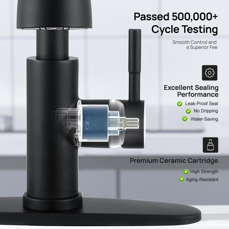 GAGALIFE Matte Black Kitchen Faucets with Pull Down Sprayer -