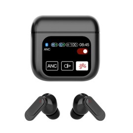 Black Bluetooth 5.4 Wireless LED Display Touchscreen Noise Reduction Headphone