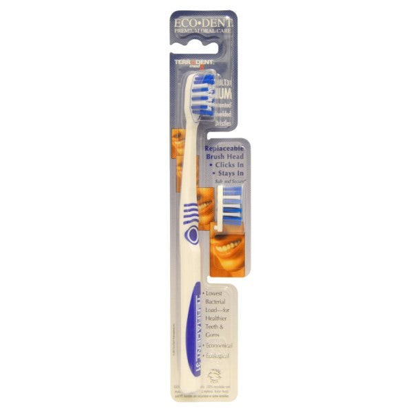 Eco-DenT Adult Toothbrush with One Replacement Head Medium 1 kit