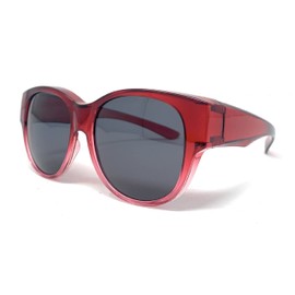 Incredible Bargains The Elegance 55 mm Fit Over Glasses OTG Polarized Wrap-Around Sunglasses, Red and Brown
