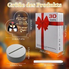 LED Penguin Night Light Gift Ideas for Couples Acrylic Night Lamp Dimmable I Love You Romance Gifts for Men Women Wedding Anniversary Valentine's Day Birthday Anniversary Gift