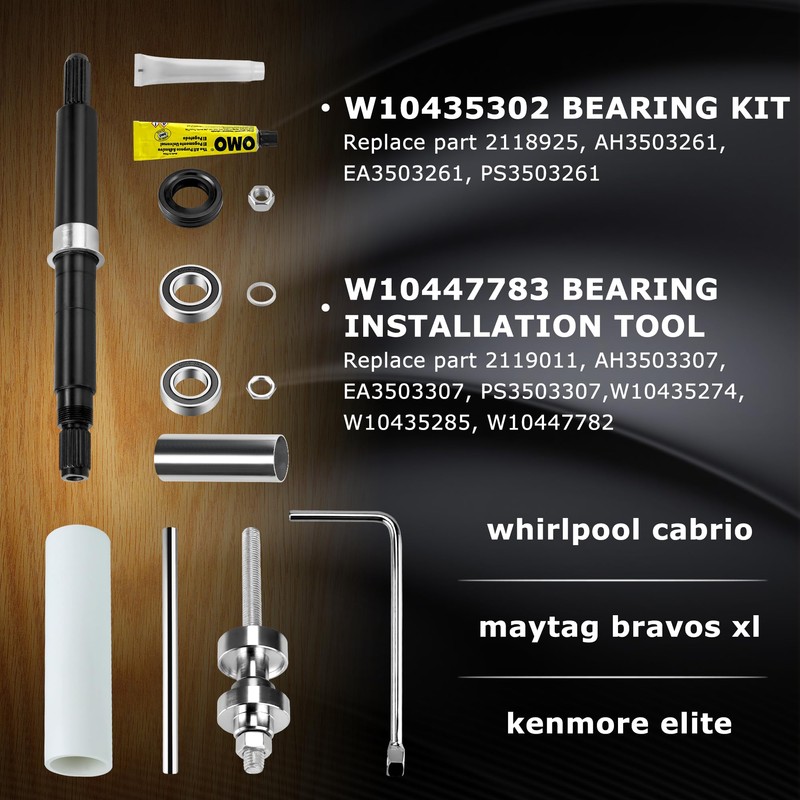 W10435302 & W10447783 Washer Bearing Tool Kit with Tub Seal
