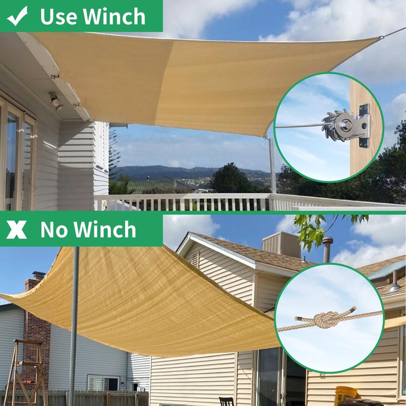 COOLYARD Shade Sail Hardware Kit Ratchet Winch Set Cable Rope
