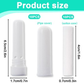 JAZOKA 10 Pcs Essential Oil Inhaler Tubes with 10 Pieces Cotton Wicks Refillable Nasal Inhaler Stick Aromatherapy for Aromatic Therapy