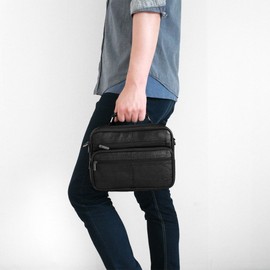 Vidlea Tablet Cross body messenger bag and Handbag 2 in 1 Day bag Cowhide leather Bible Tote Bag for Up to 10 Inch WK3 (Black)