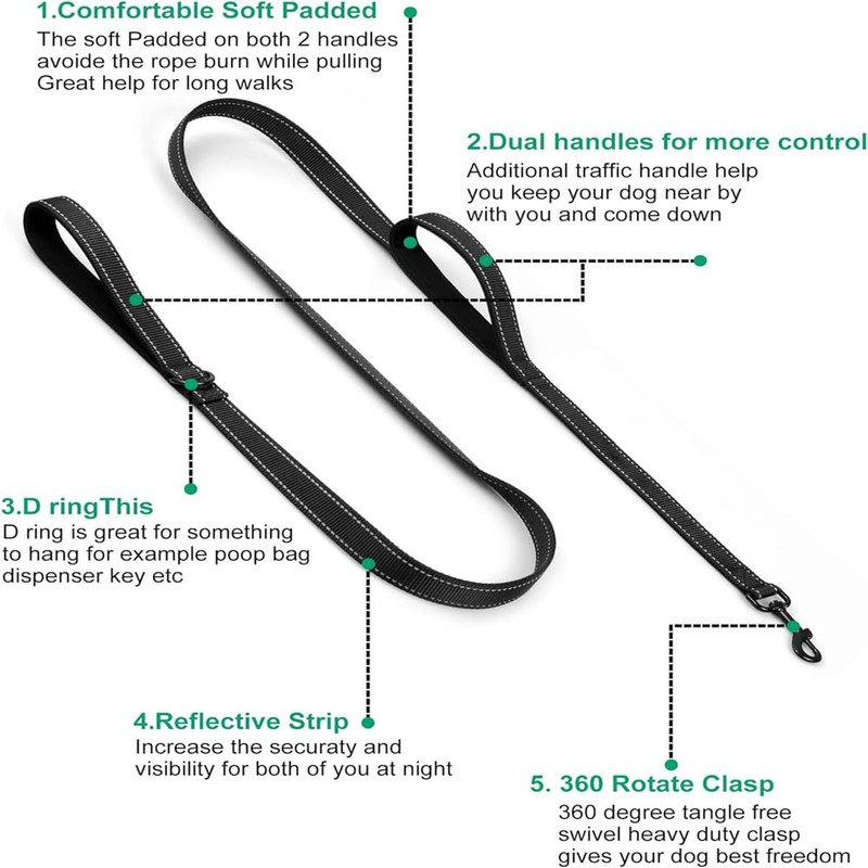 Heavy Duty No Pull Dog Leash for Large Medium Dogs,
