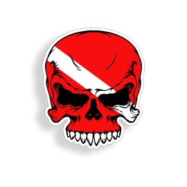 Real Sticky Diver Down Skull Sticker Scuba Dive Flag Tank Car Vehicle Window Bumper Decal