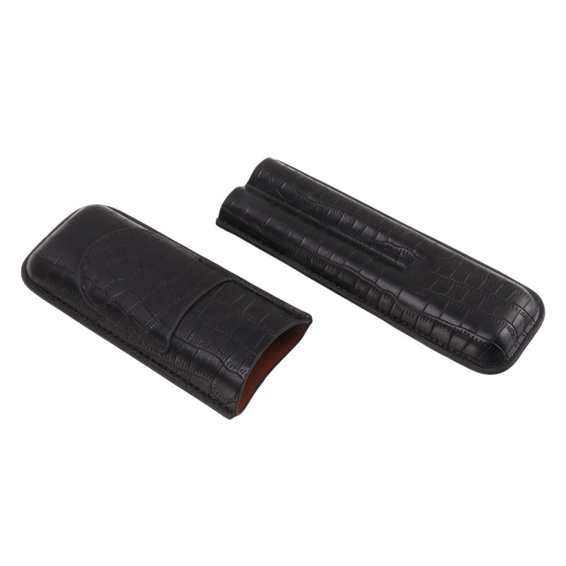 Cigar Case 2 Finger Moisturizing Faux Leather Portable Cigar Box
