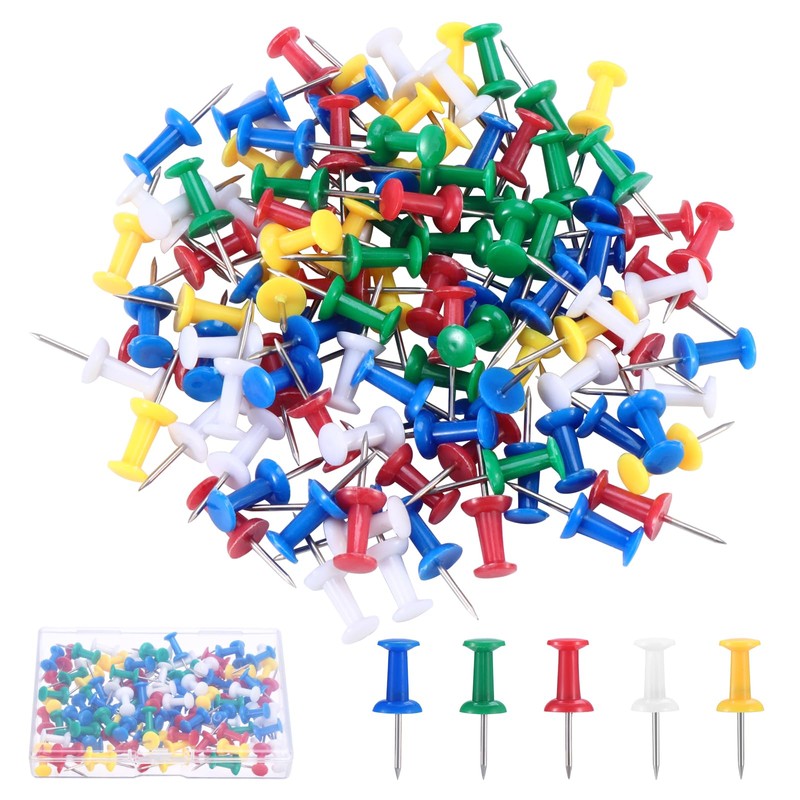 eROOSY 100 PCS Coloured Push Pins, Map Tacks Drawing Pins,