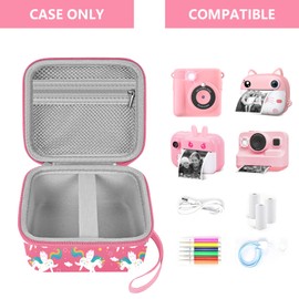 Leayjeen Kids Camera Case Compatible with ESOXOFFORE/Dylanto/GKTZ/HiMont/CAMCLID Kids Camera Instant Print for Christmas Gifts and Birthday Gifts for Kids 3-12 Years Old - Pink Unicorn (Case Only)