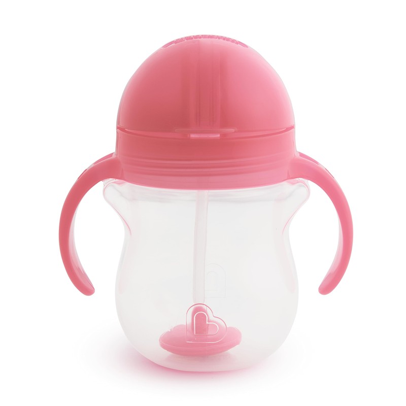 Munchkin Click Lock Weighted Flexi Straw Trainer Cup, Rosado, 7