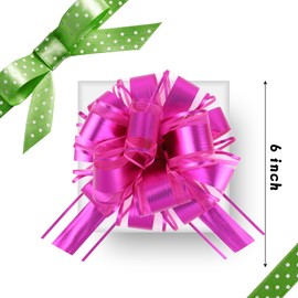 6 Pieces Big Pull Bow Gift Wrapping,6 inches, Pull Bow Ribbon Pull Bows for Christmas Wedding Baskets Valentine's Day Bows Ribbon Large Bow for Gift Wrapping (Rose Red)