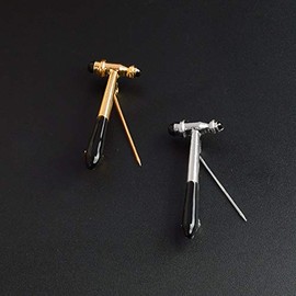 2-Set of Metal Silver and Golden Reflex Hammer Brooch White Coat Pins Gift for Doctors Physician