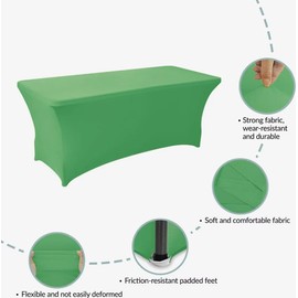 Wolfway 2 Pack 4FT Stretch Spandex Table Cover Washable and Wrinkle Resistant Kitchen Spandex Tablecloth Fitted Rectangular Table for Party,Banquet,Weddings,Cocktail and Festival