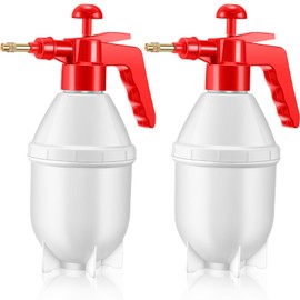 Ziliny 2 Pcs Handheld Garden Pump Sprayer 27 oz Hand Held Lawn Pressure Sprayer Bottle Garden Pump Sprayer Hand Pump Sprayer with Adjustable Nozzle for Watering Spraying Weeds (Red)