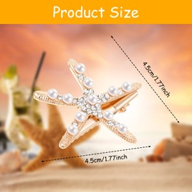 3PCS Starfish Hair Clips, Rhinestones Pearl Hair Barrette, No Slip Hair Accessories for Girls, Bridal Hair Decoration