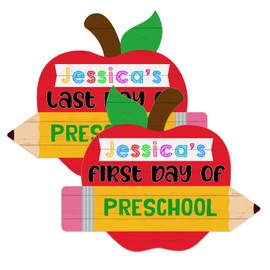 WaaHome First and Last Day of School Board for Kids, Double Sided Back to School Sign My 1st Day of Preschool Kindergarten Chalkboard Sign for Kids Girls Boys Back to School Photo Prop Supplies