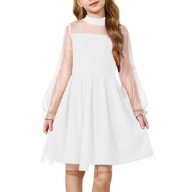 Arshiner White Dress for Girls Fall Long Sleeve Flower First Communion Wedding Dresses Size 10-12