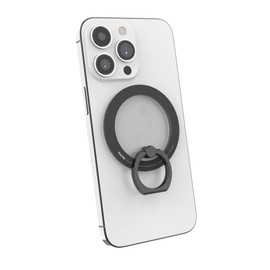 Oaks UMS-IR15MGLEBL iRing Mag Limited Edition Neodymium Magnet, MagSafe Compatible, Magnetic Removable, Wireless Charging, MagSafe Compatible, Smartphone Ring, Stand, UMS-IR15MGSB, Smoky Black & Black