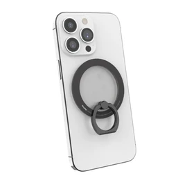 Oaks UMS-IR15MGLEBL iRing Mag Limited Edition Neodymium Magnet, MagSafe Compatible, Magnetic Removable, Wireless Charging, MagSafe Compatible, Smartphone Ring, Stand, UMS-IR15MGSB, Smoky Black & Black