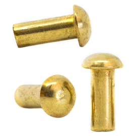 M2 (2mm x 6mm) Solid Brass Round Head Rivets DIN 660 (Pack of 20)