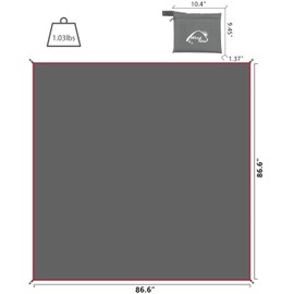 Wind Tour Portable Multifunctional Outdoor Camping Tarp Groundsheet Footprint Lightweight Floor and Ground Tarps for Camping Hiking with Carry Bag (86.6" x 86.6")