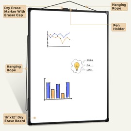 MaxGear White Board for Wall 24" x 18", Double Sided Dry Erase Board, Magnetic White Board Hanging Whiteboard for Home, School, Office, Black Frame