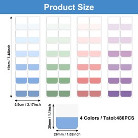 480 Stück Kleberegisterkarten, Seitenmarker Selbstklebend, Page Marker, Index Tabs, Klebezettel Tabs, Haftnotizen zum Markieren Beschriften für Dokumente, Ordner, Bücher, Tagebuch, Schüler, Lehrer