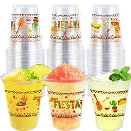 GotGala Fiesta Plastic Cups Mexican Disposable Plastic Cups Cinco De Mayo Party Decorations for Mexican Theme Taco Birthday WeddingParty Drinkware Supplies