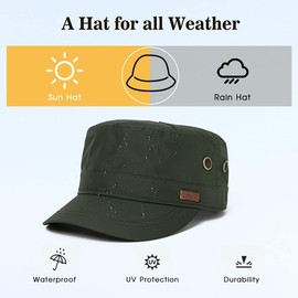 TOP-EX Mens Waterproof Army Cap Military Hats Baseball Caps, Unisex Rain Cadet Hat for Outdoor Golf Walking ArymGreen XL