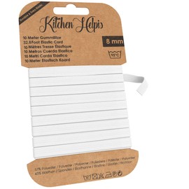 Kitchen Helpis® Tear-resistant rubber cord, 10 m elastic band, elastic band for sewing masks or trouser rubber, elastic band washable at 95 °C, elastic band, mouth guard, elastic band, sewing rubber