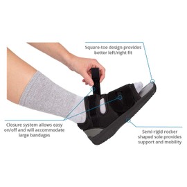 United Ortho Adjustable Post-Op Open Square Toe Shoe- Men's, Black, Large