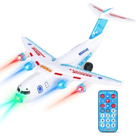 ele ELEOPTION Kids Transport Airplane Toy Aeroplane Infrared Remote Control Plane Toys with Lights and Music for for 3 4 5 6 7 8 Year Old Toddlers Girls Boys White Color
