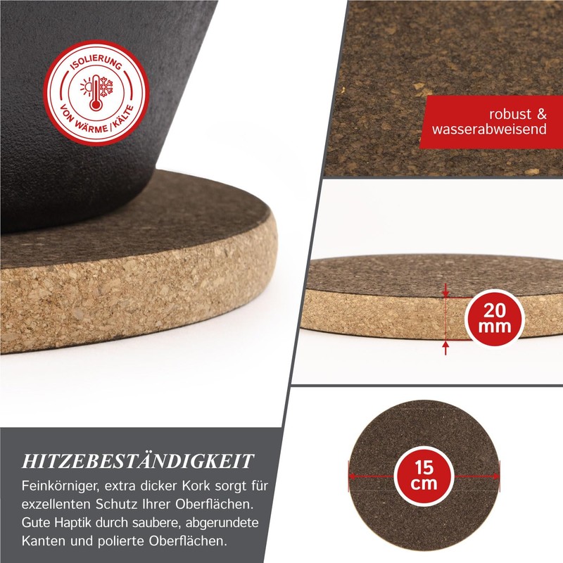 Cleverbrand Round Cork Trivet 15cm Diameter Sandwich