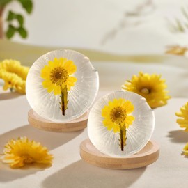 Soleil Naturale Set of z2 Handmade Face and Body Wash Chrysanthemum Flowering Plant Soap Bar, Collagen, Amino Acid Includes 2 Bamboo Soap Dish