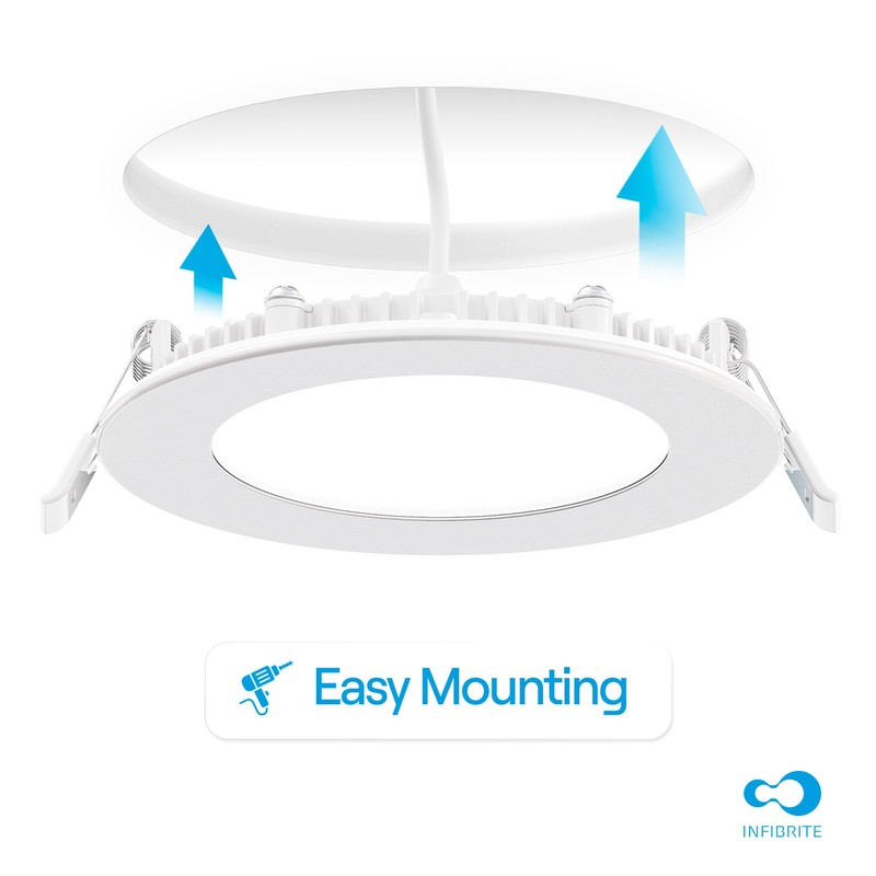 INFIBRITE 6 Inch 6000K Clear White 12W 1050LM LED Ceiling