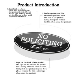 Self-Adhesive No Soliciting Sign for House, Front Door 2.8 * 7 in, UV & Weather Resistant, No Soliciting Sticker