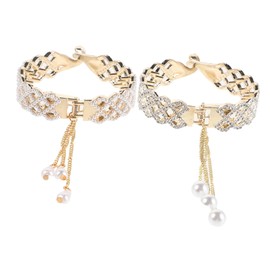 Generic 2pcs Rhinestone Hair Claw Clips: High Ponytail Clip Shiny Rhinestone Barrettes Women Metal Cuff Decorative Hair Accessories For Party Daily Use